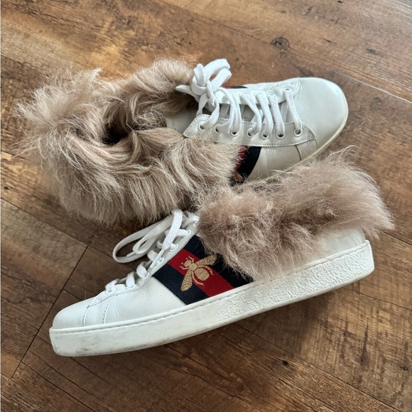 GUCCI ACE SNEAKER WITH KANGAROO FUR size 8UK/41 - Picture 1 of 4